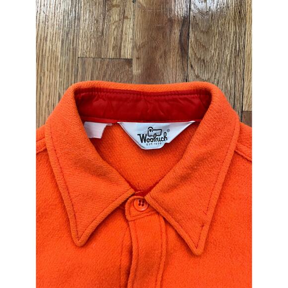 Woolrich Blaze Orange Wool Blend Button Down Over Shirt M-L - Picture 2 of 3
